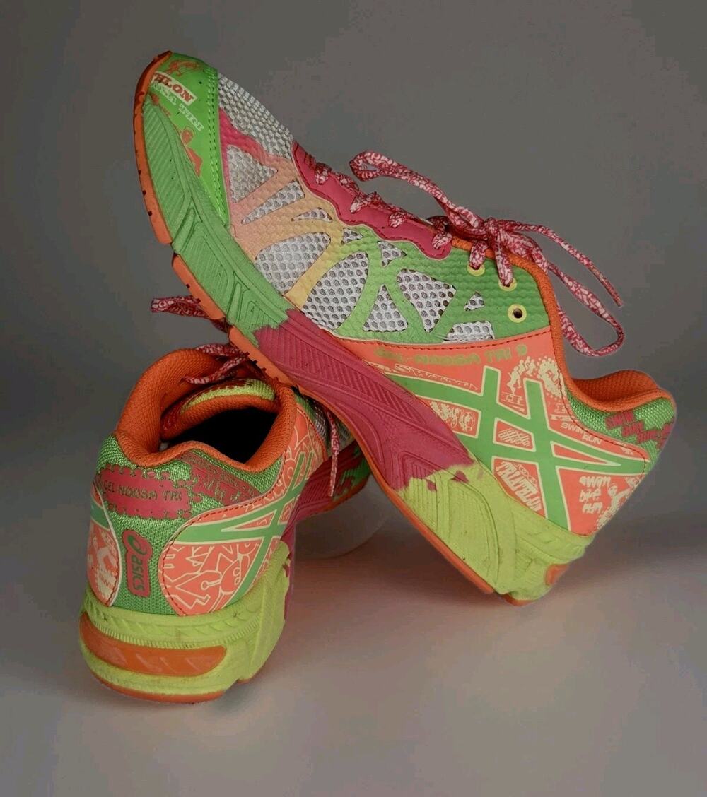 ASICS Gel-Noosa Tri 9 Womens Size 7 Neon Triathlon Running Shoes Swim Bike Run